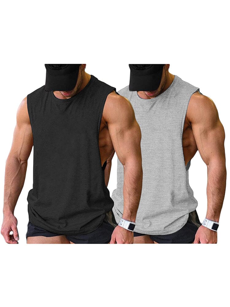 Leisure 2-Packs Muscle Tank Top (US Only) coofandy Black/Light Grey S 