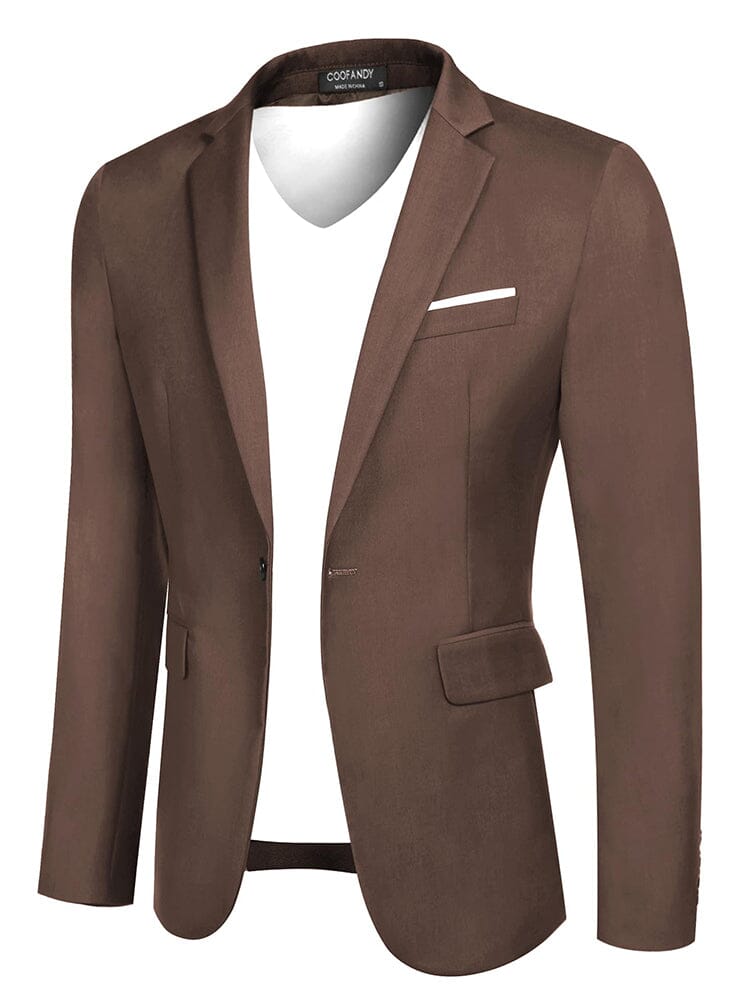 Casual Classic Suit Jacket (US Local) Blazer coofandy Brown S 