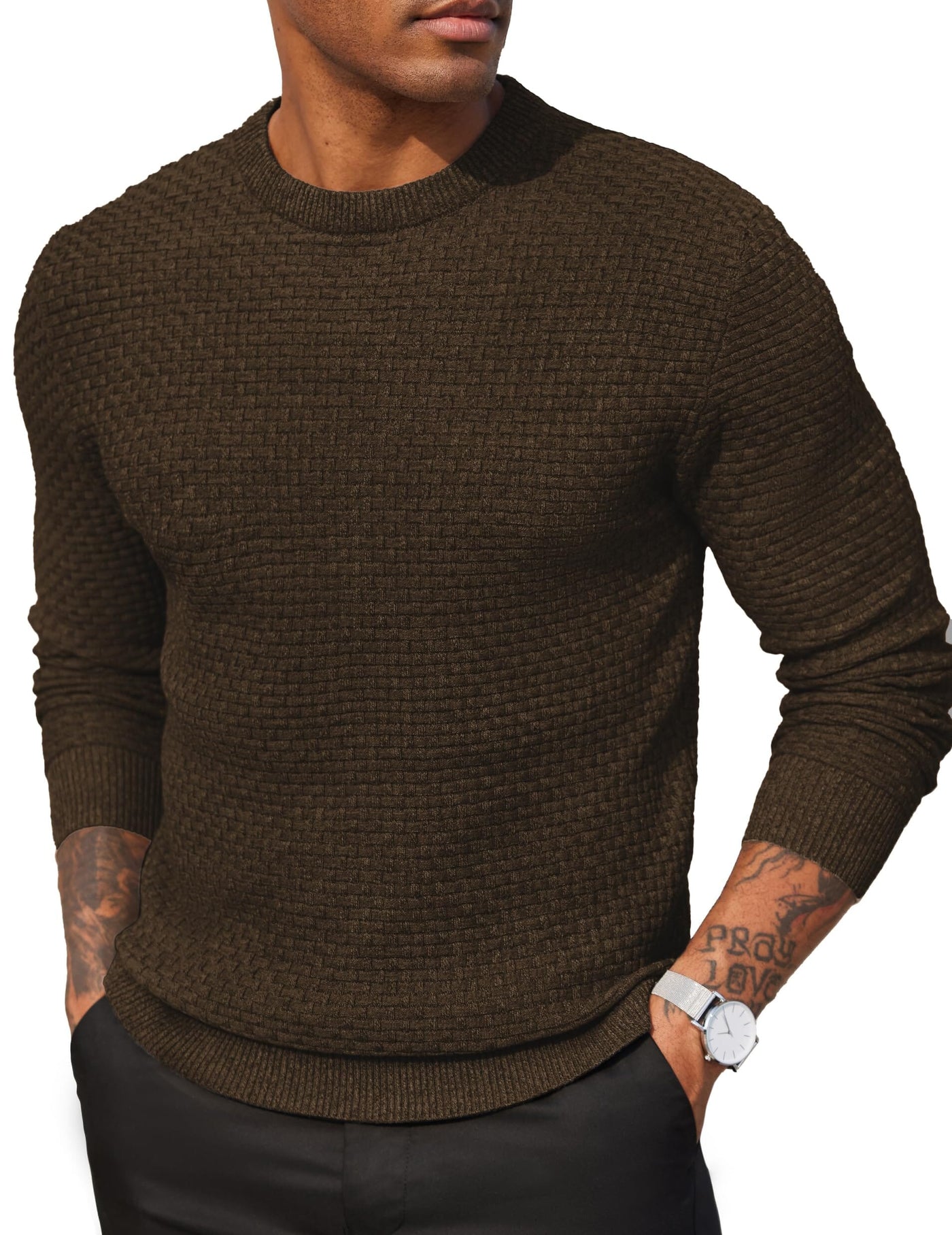 Classic Leisure Versatile Sweater Sweater coofandy Brown S 