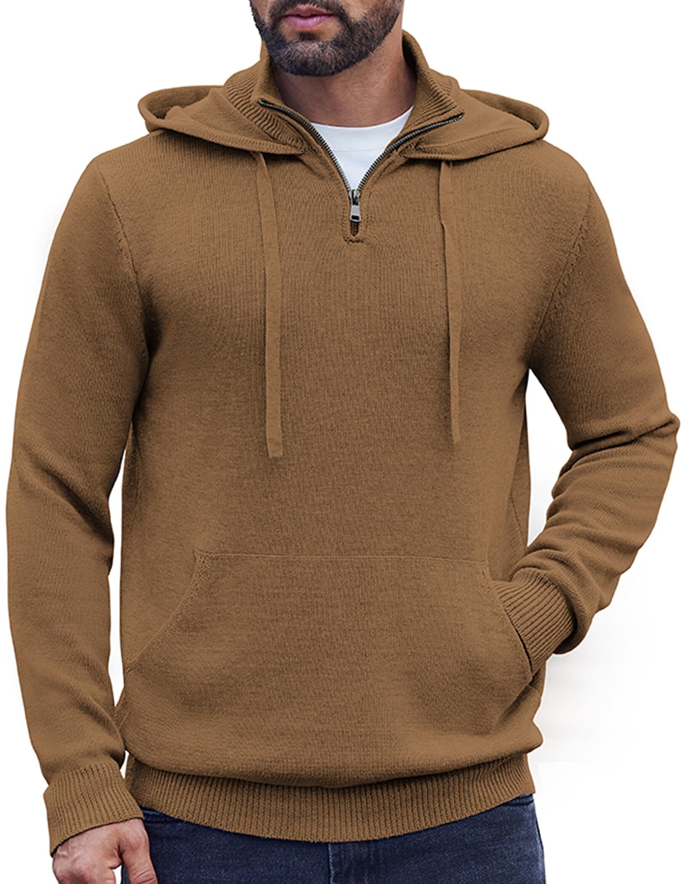 Casual Turtleneck Knit Hoodie (US Only) Hoodies coofandy 