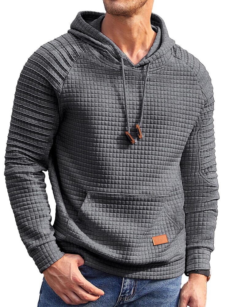 Stylish Waffle Knit Hoodie (US Only) Hoodies coofandy Dark Grey S 