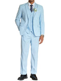 3-Piece Cotton Linen Suit Set (US Only) Suit Set coofandy Clear Blue S 