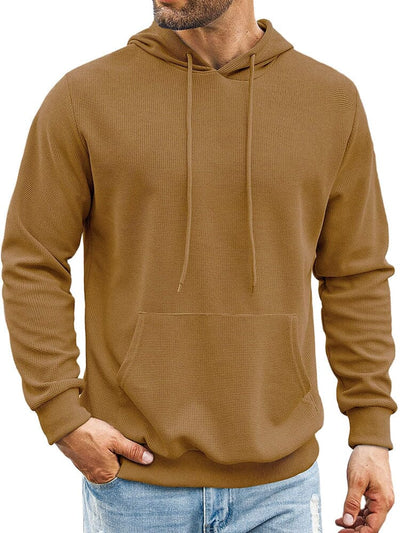 Classic Leisure Waffle Knit Hoodie (US Only) Hoodies coofandy Light Brown S 