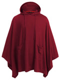 Casual Hooded Poncho Cape (US Only) Cape coofandy Red S 