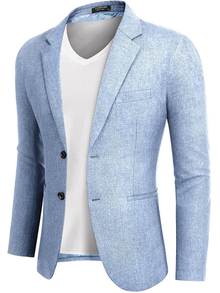 Classic Two Button Suit Jacket (US Only) Blazer coofandy Sky Blue S 