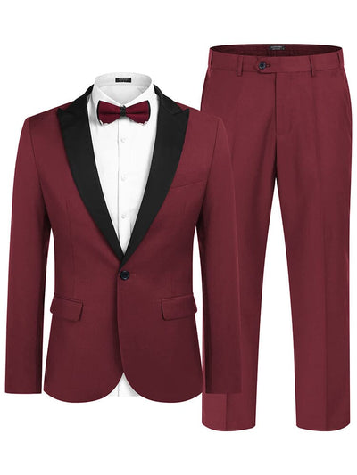 Formal 2-Piece Suit Set (US Only) Blazer coofandy Wine Red XS 