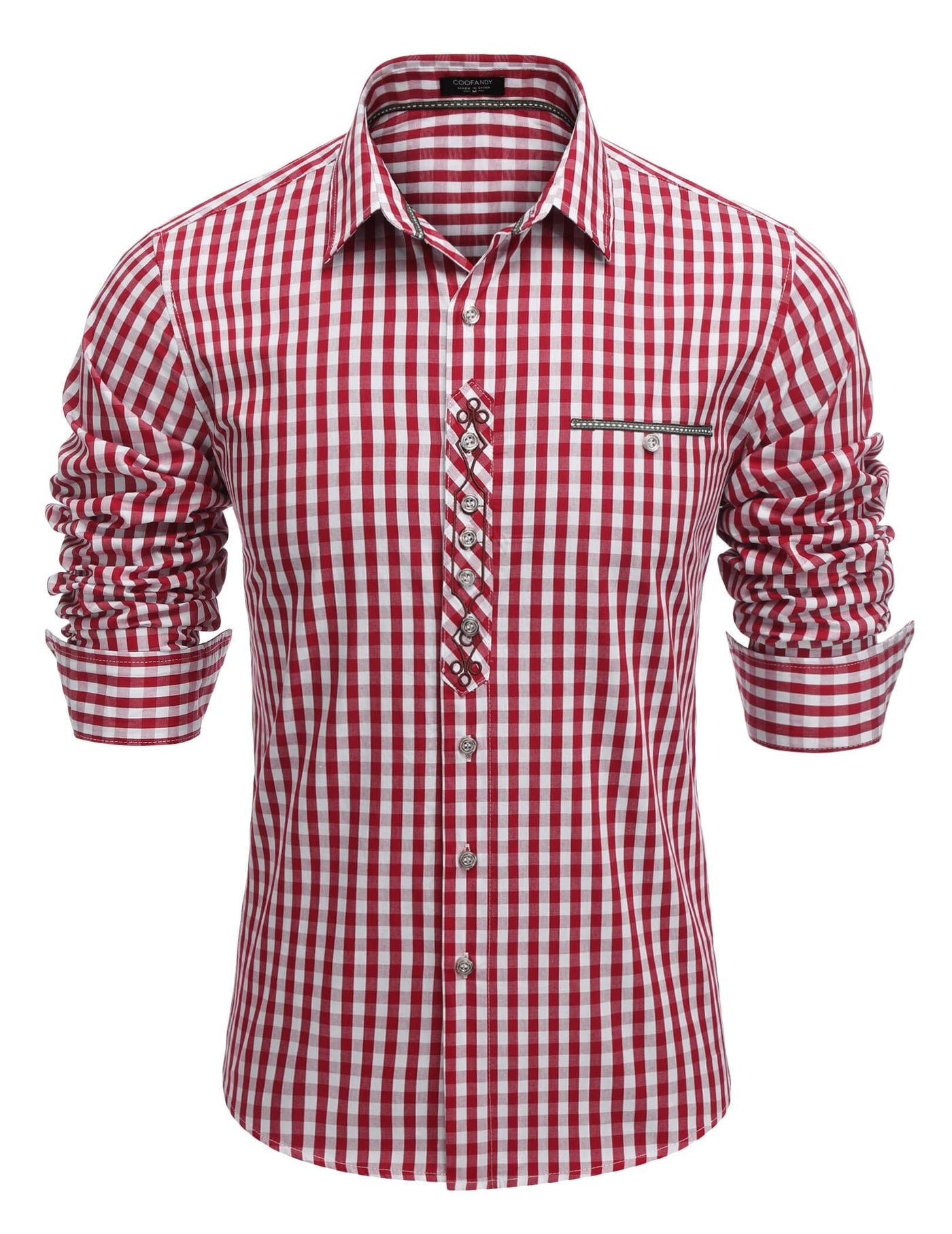 Urban Casual Plaid Shirt Shirts coofandy Red-1 S 