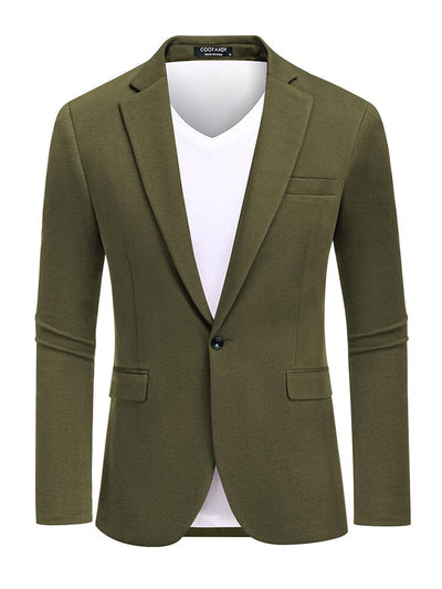 Casual One Button Knit Suit Jacket (US Only) Blazer coofandy Army Green S 
