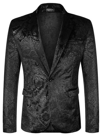 Luxury Velvet Blazer Jacket (US Only) Blazer coofandy Black Floral S 