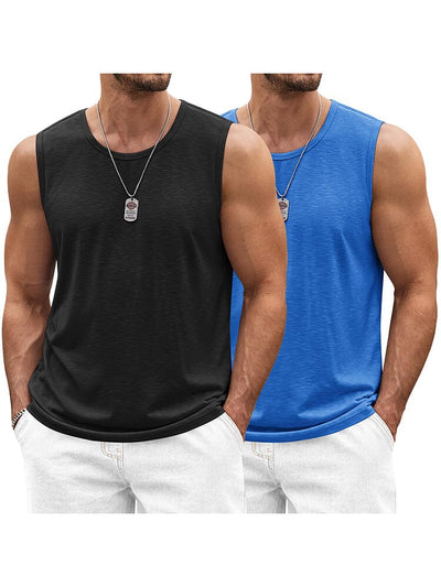 Classic 2-Pack Workout Tank Top (US Only) Tank Tops coofandy Black/Blue S 