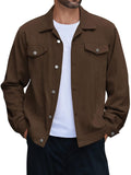Leisure 100% Cotton Denim Jacket (US Only) Jackets coofandy Brown S 