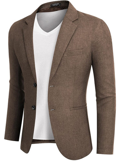 Classic Two Button Suit Jacket (US Only) Blazer coofandy Brown S 
