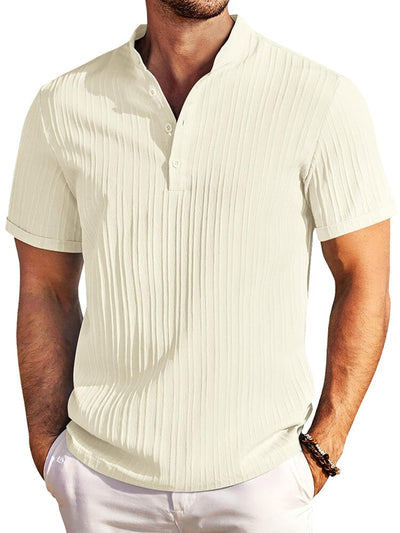 Casual Textured Henley T-Shirt (US Only) Shirts & Polos coofandy Cream S 
