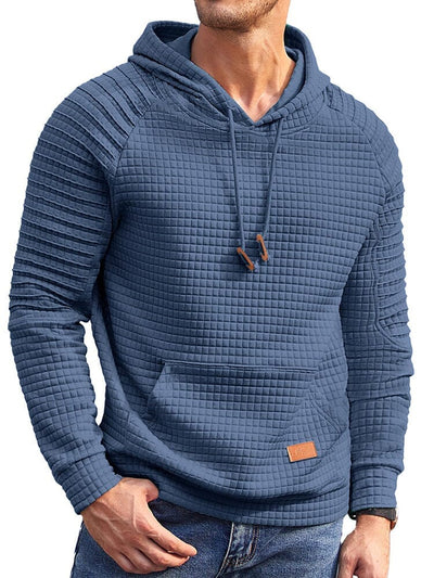 Stylish Waffle Knit Hoodie (US Only) Hoodies coofandy Grey Blue S 