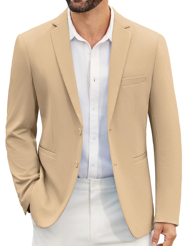 Casual Two-Button Suit Jacket (US Only) Blazer coofandy Khaki S 