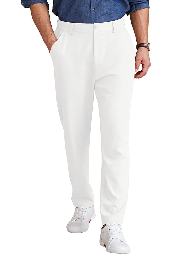 Classic Solid Color Chino Pants (US Only) Pants coofandy White S 