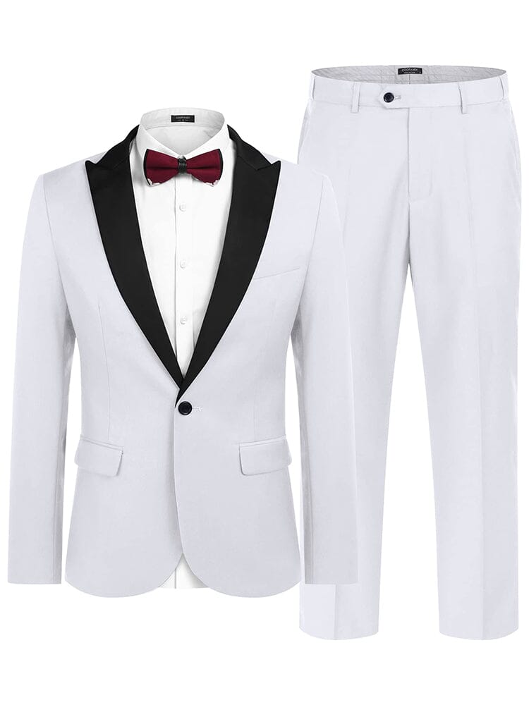 Formal 2-Piece Suit Set (US Only) Blazer coofandy White XS 