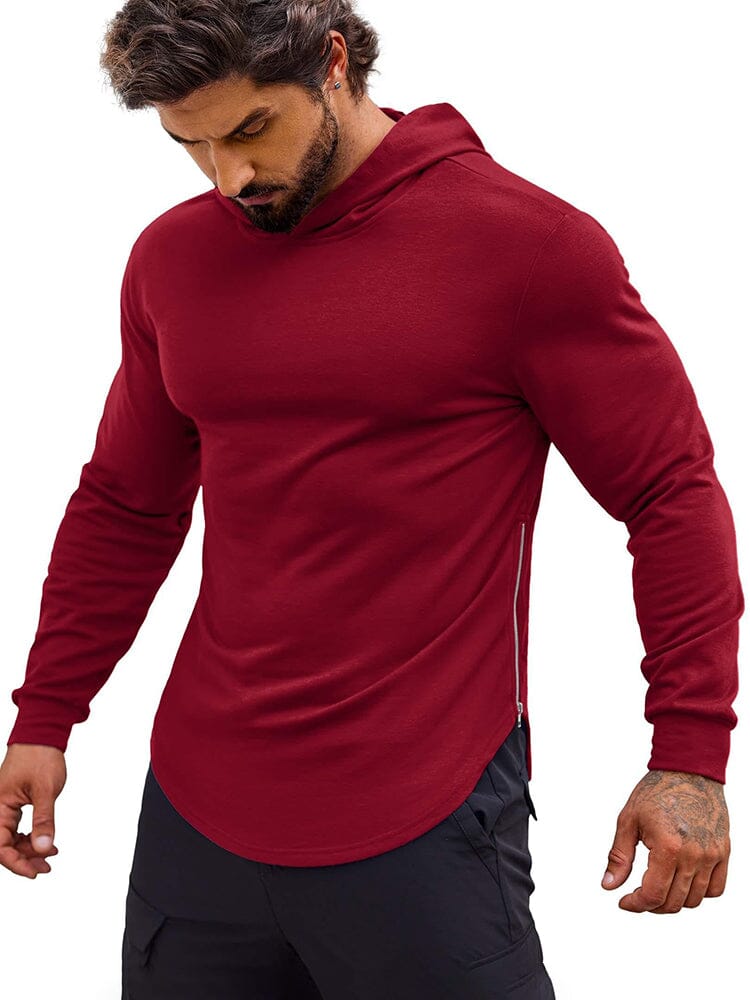 Workout Muscle Fit Cotton Blend Hoodie (US Only) Hoodies Coofandy's Wine Red S 
