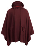 Casual Hooded Poncho Cape (US Only) Cape coofandy Wine Red S 