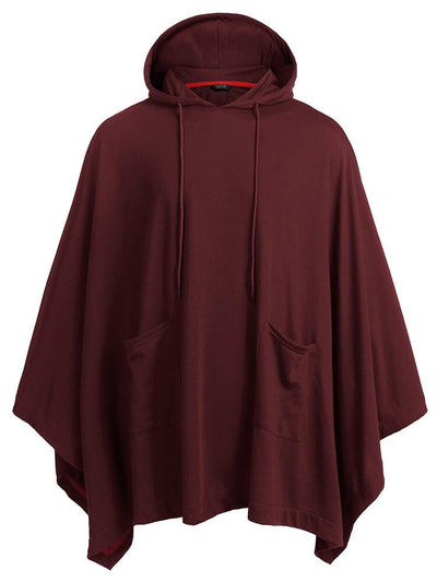 Casual Hooded Poncho Cape (US Only) Cape coofandy Wine Red S 