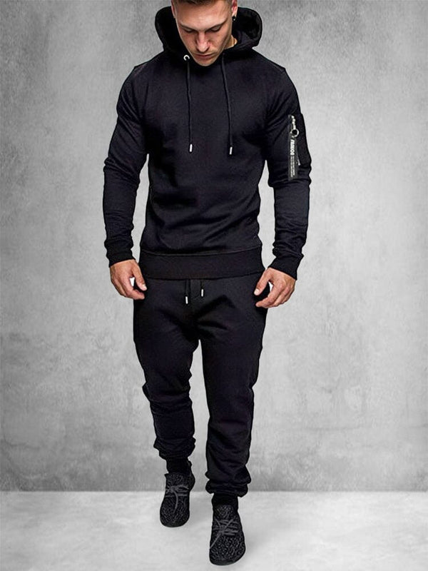 Coofandy Trendy Zip Up Hooded Sports Sets Sports Set coofandystore Black M 