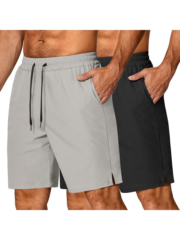 Athletic 2 Pack Workout Shorts (US Only) Shorts coofandy Light Grey/Black S 