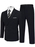 Classic Double Breasted Suit Set (US Only) Suit Set coofandy Black 36 