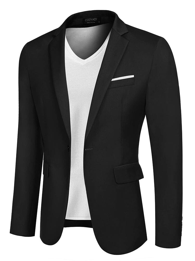 Casual Classic Suit Jacket (US Local) Blazer coofandy Black S 