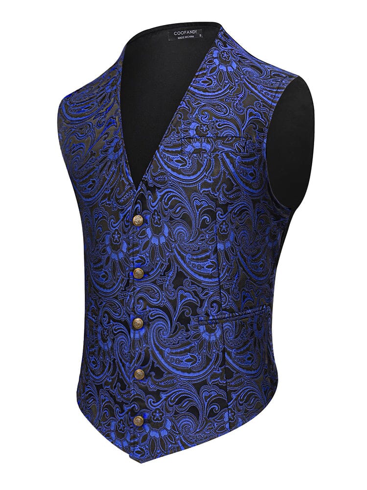 Luxury Paisley Tuxedo Vest (US Only) Vest coofandy Blue S 