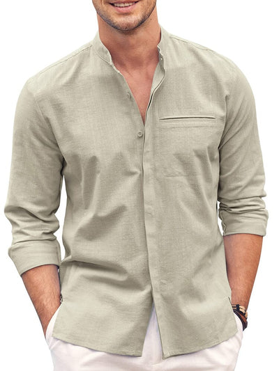 Classic fit Long Sleeve Cotton Shirt (US Only) Shirts coofandy Khaki S 