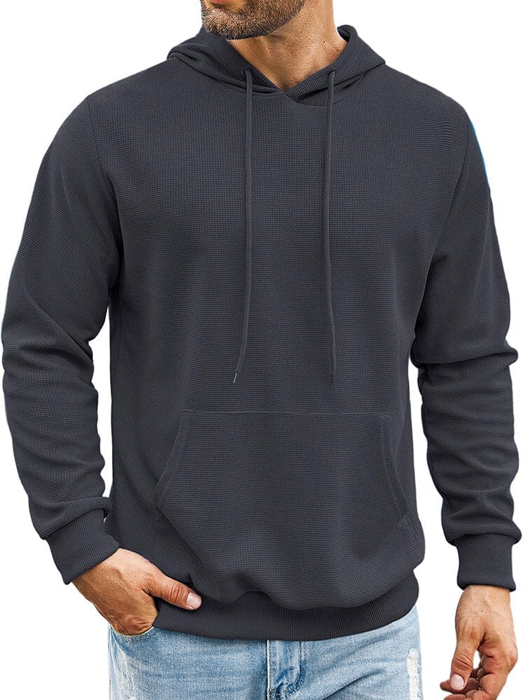 Classic Leisure Waffle Knit Hoodie (US Only) Hoodies coofandy Dark Grey S 