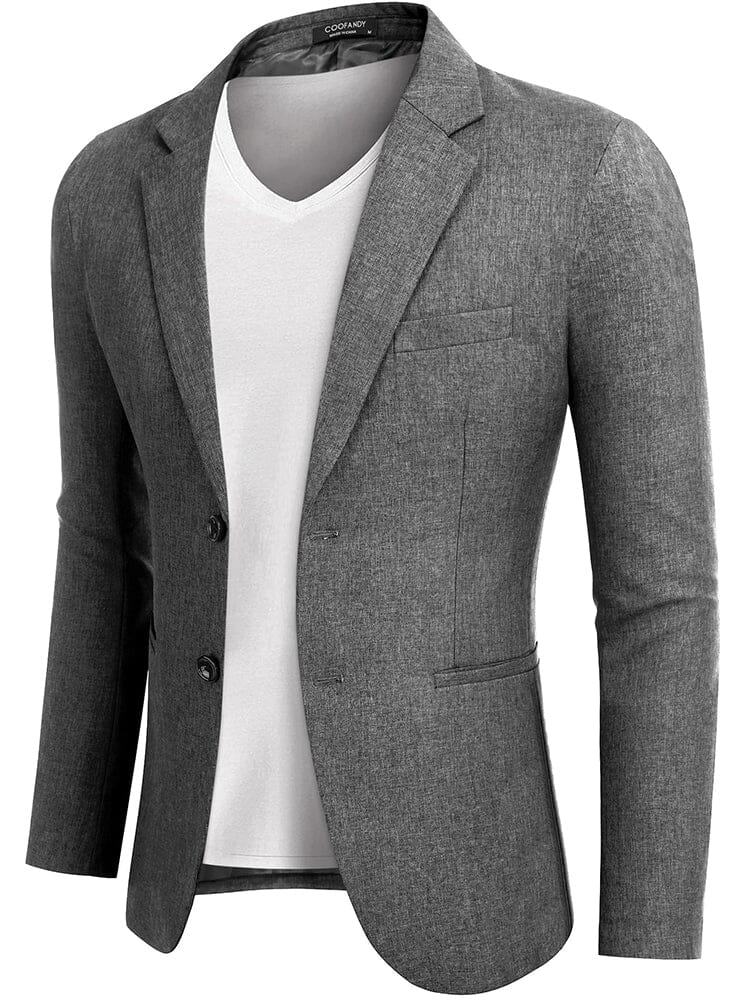 Classic Two Button Suit Jacket (US Only) Blazer coofandy Grey S 