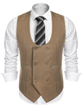 Double Breasted Dress Vest (US Local) Vest coofandy Khaki S 