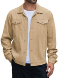 Leisure 100% Cotton Denim Jacket (US Only) Jackets coofandy Khaki S 