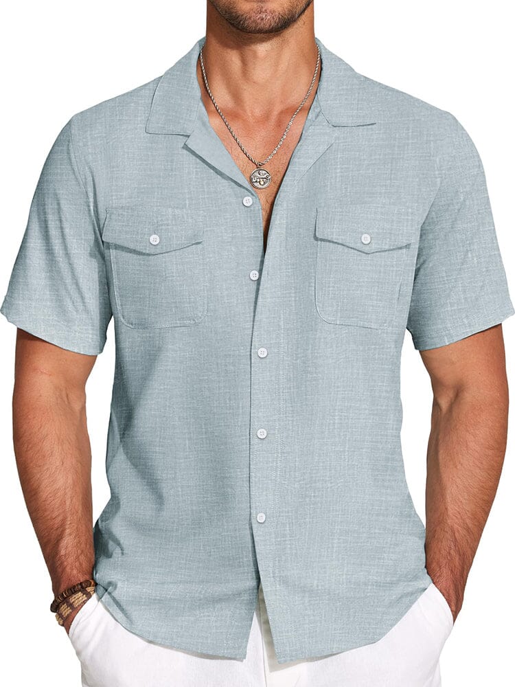 Casual Cuban Collar Summer Shirt (US Only) Shirts coofandy Pale Blue S 