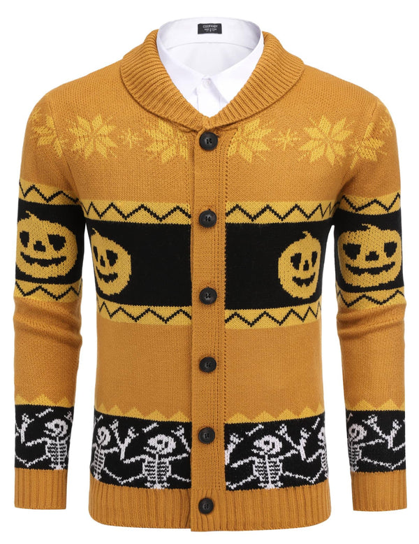 Shawl Collar Knit Cardigans Button Down Sweater (US Only) Sweaters VANGOS Pumpkin S 