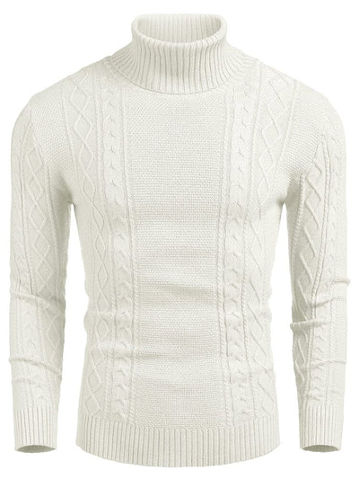 Classic Slim Fit Turtleneck Sweater (US Only) Sweaters coofandy White S 