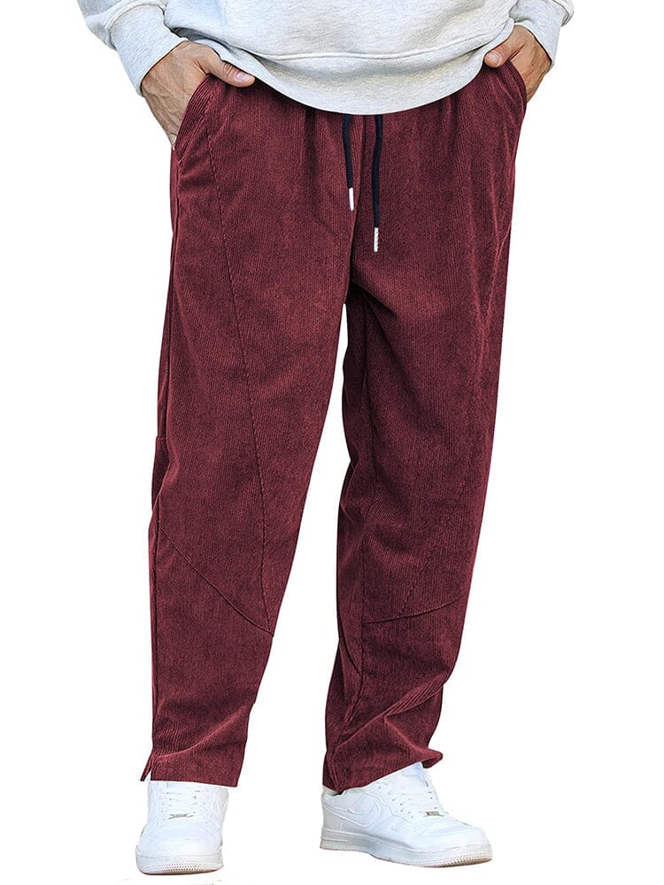 Casual Corduroy Harem Pants (US Only) Pants coofandy Wine Red S 
