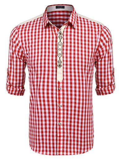 Leisure Comfort Plaid Shirt Shirts coofandy Wine Red S 