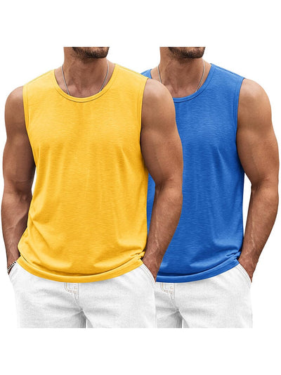 Classic 2-Pack Workout Tank Top (US Only) Tank Tops coofandy Yellow/Blue S 