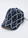 Sparkling Rhinestone Destroyed Torn Denim Cap