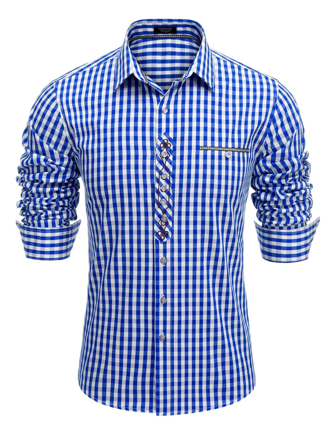 Urban Casual Plaid Shirt Shirts coofandy Blue-1 S 