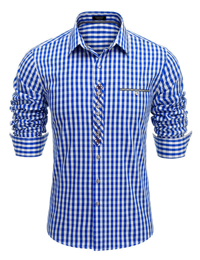 Urban Casual Plaid Shirt Shirts coofandy Blue-1 S 