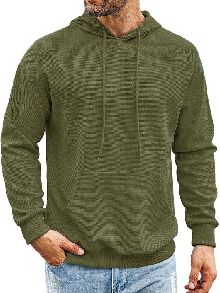 Classic Leisure Waffle Knit Hoodie (US Only) Hoodies coofandy Army Green S 