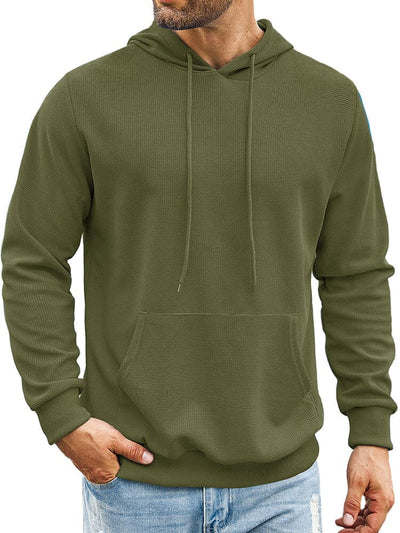 Classic Leisure Waffle Knit Hoodie (US Only) Hoodies coofandy Army Green S 