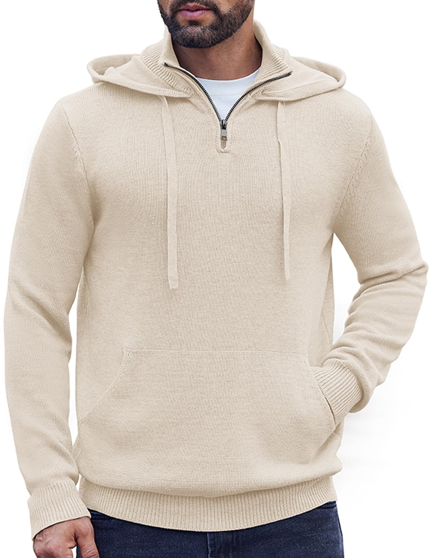 Casual Turtleneck Knit Hoodie (US Only) Hoodies coofandy 