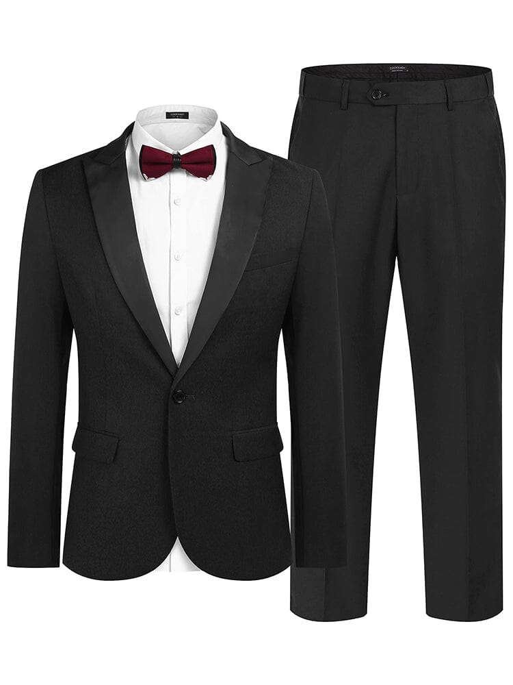 Formal 2-Piece Suit Set (US Only) Blazer coofandy Black XS 
