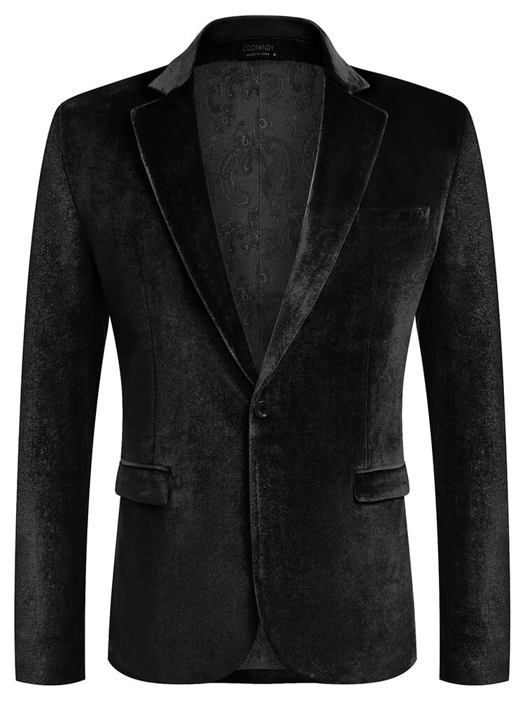 Luxury Velvet Blazer Jacket (US Only) Blazer coofandy Black S 
