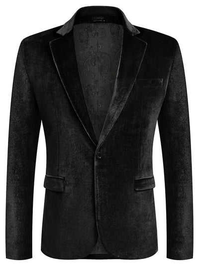 Luxury Velvet Blazer Jacket (US Only) Blazer coofandy Black S 