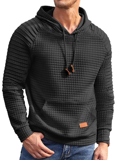 Stylish Waffle Knit Hoodie (US Only) Hoodies coofandy Black S 